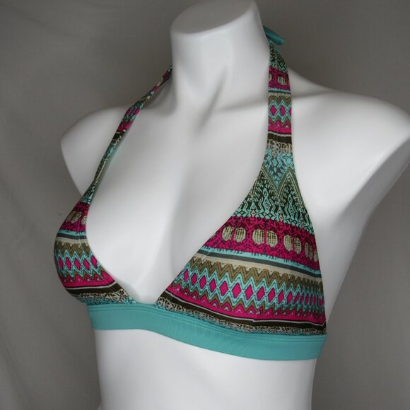 Patagonia Aqua Blue Boucau Halter Bikini Top Women's L Large - Picture 2 of 8